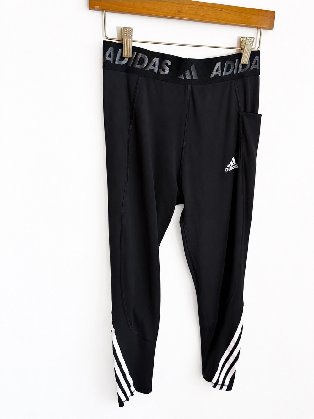 Adidas Alphaskin 3-Stripes Black Workout Leggings